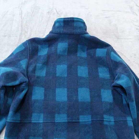 Columbia Mens Fleece Jacket Casual Drawstring Waist Zip Up Checkered Blue - Picture 7 of 16